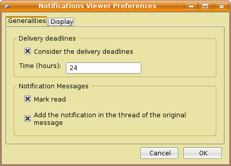 Preferences de Notification viewer